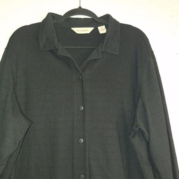 Bechamel Cardigan Sweater Womens XL Black Button Up Stretch Pockets - Picture 3 of 7